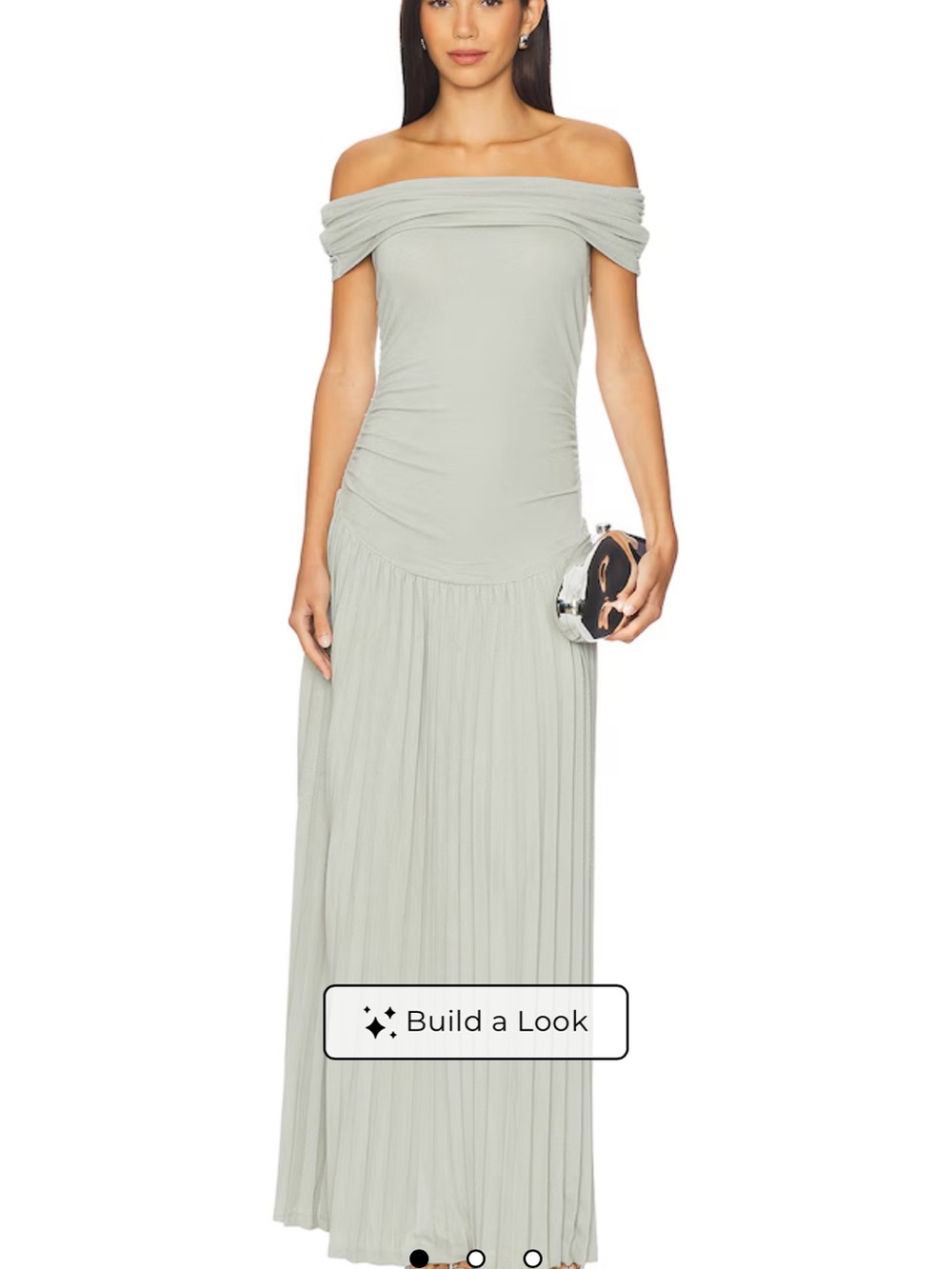 Lioness Sage Green One-Shoulder Pleated Maxi Dress